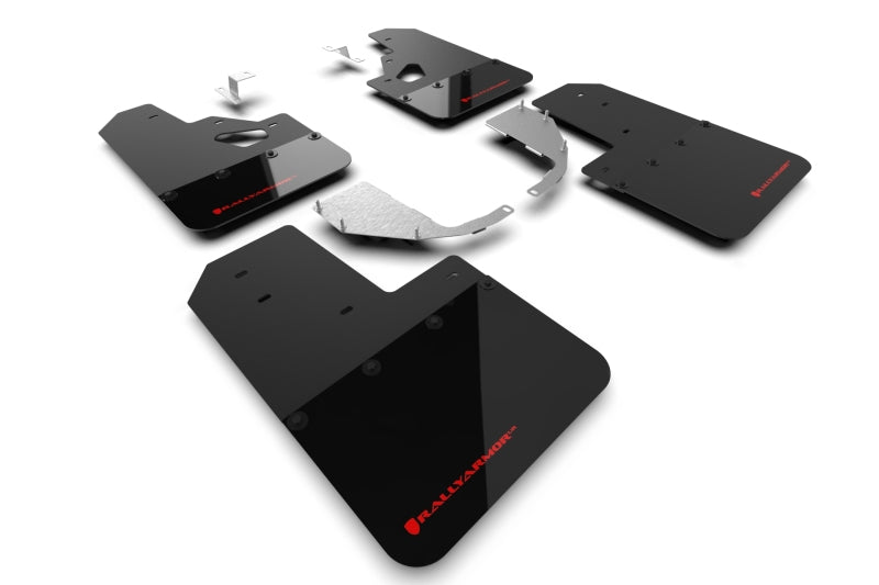 Rally Armor 21-25 Ford Bronco (Steel Bmpr + RR - NO Rptr/Sprt) Blk Mud Flap w/Red Logo Mud Flaps Rally Armor