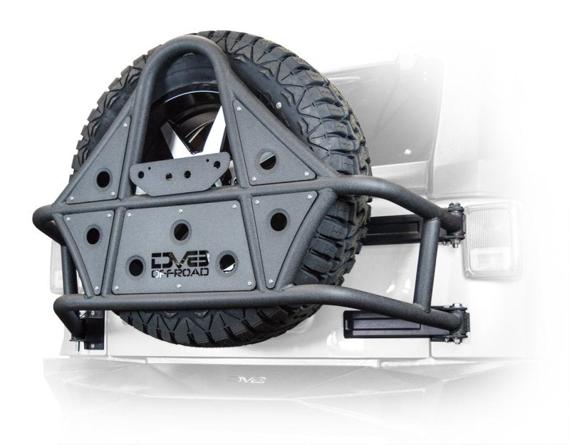 DV8 Offroad 07-18 Jeep Wrangler Body Mounted Tire Carrier Chase Racks DV8 Offroad