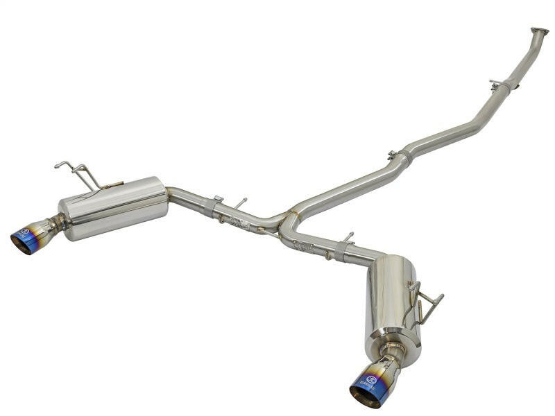 aFe POWER Takeda 16-17 Honda Civic I4-1.5L (t) 2.5-2.25in 304 SS CB Dual-Exit Exhaust Blue Tips Catback aFe