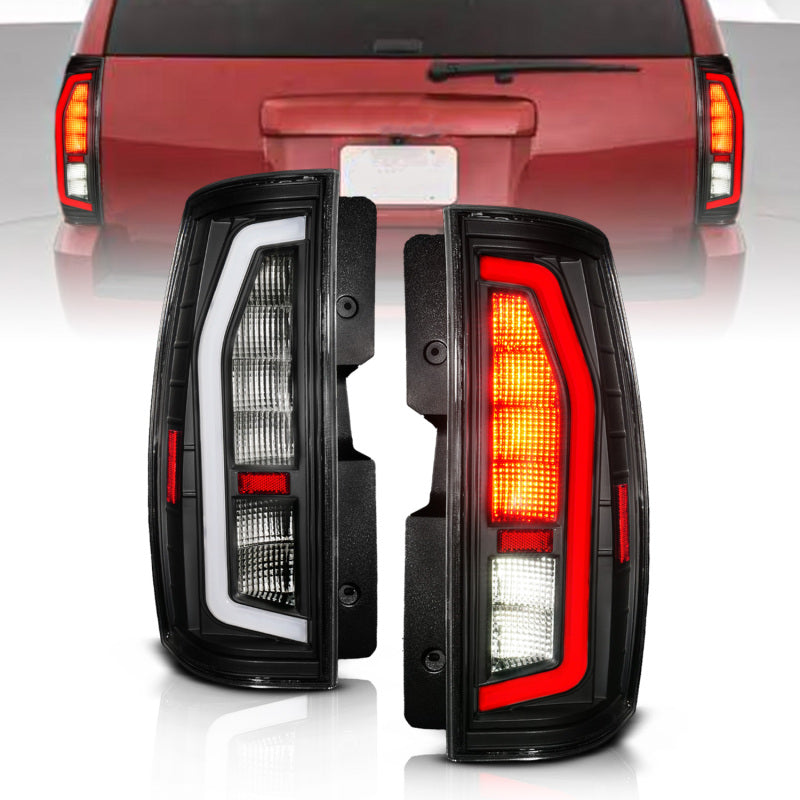 Anzo 07-14 Chevrolet Suburban / 07-14 GMC Yukon Black Full LED Tail Light Plank Style w/ Clear Lens Tail Lights ANZO