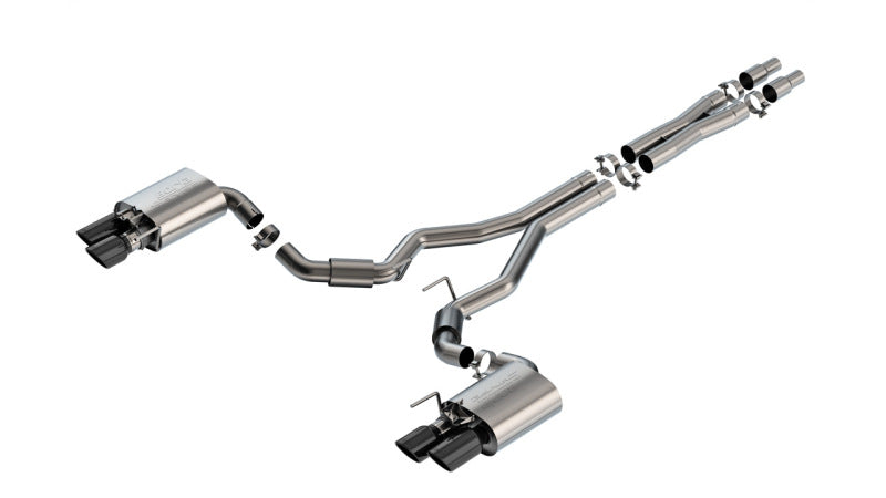 Borla 2024 Ford Mustang GT 5.0L V8 w/ Active Exhaust S-Type Cat-Back Exhaust System - Black Chrome Catback Borla