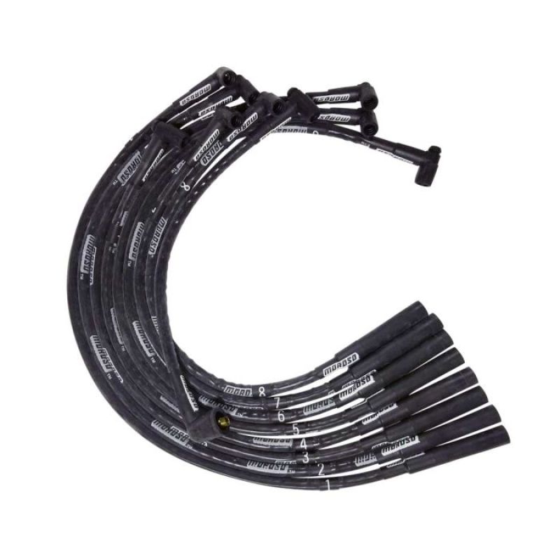 Moroso SB Chrysler Mopar Sleeved Str Plug HEI Dist Ultra Spark Plug Wire Set - Black Spark Plug Wire Sets Moroso