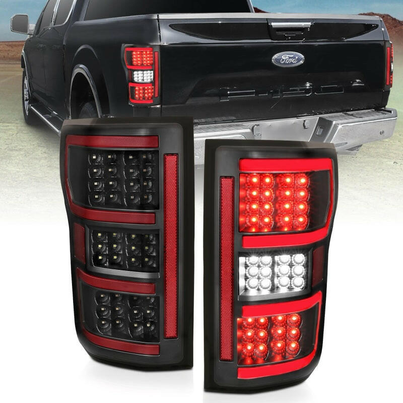 ANZO 18-19 Ford F-150 LED Taillights Black Tail Lights ANZO