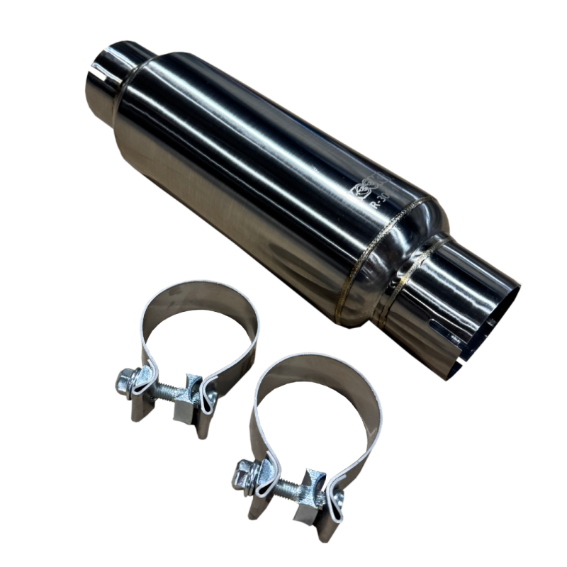 Kooks 3in Round Clamp In Muffler 10in Long Body Polished Stainless Steel Muffler Kooks Headers