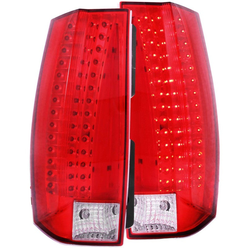 ANZO 2007-2014 Chevrolet Suburban LED Taillights Red/Clear - Escalade Look Tail Lights ANZO