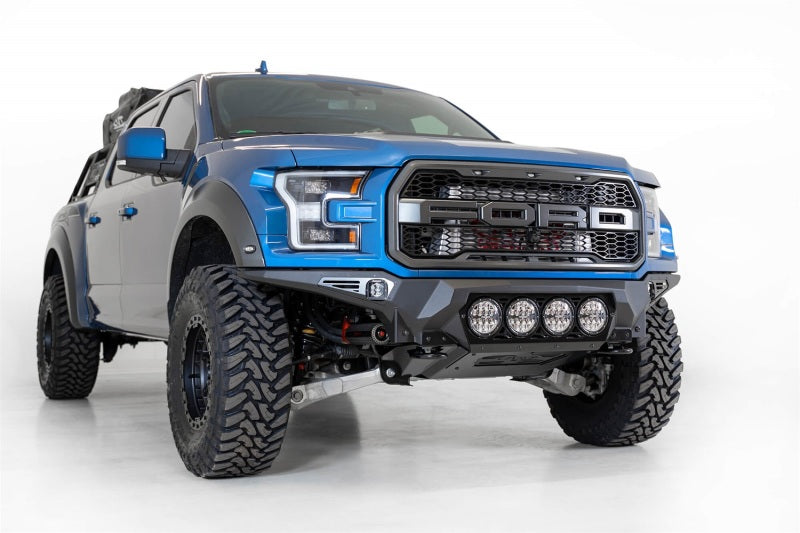 Addictive Desert Designs 17-20 Ford F-150 Raptor Bomber Front Bumper w/ 4 Rigid 360 6in Round Mounts Bumpers - Steel Addictive Desert Designs