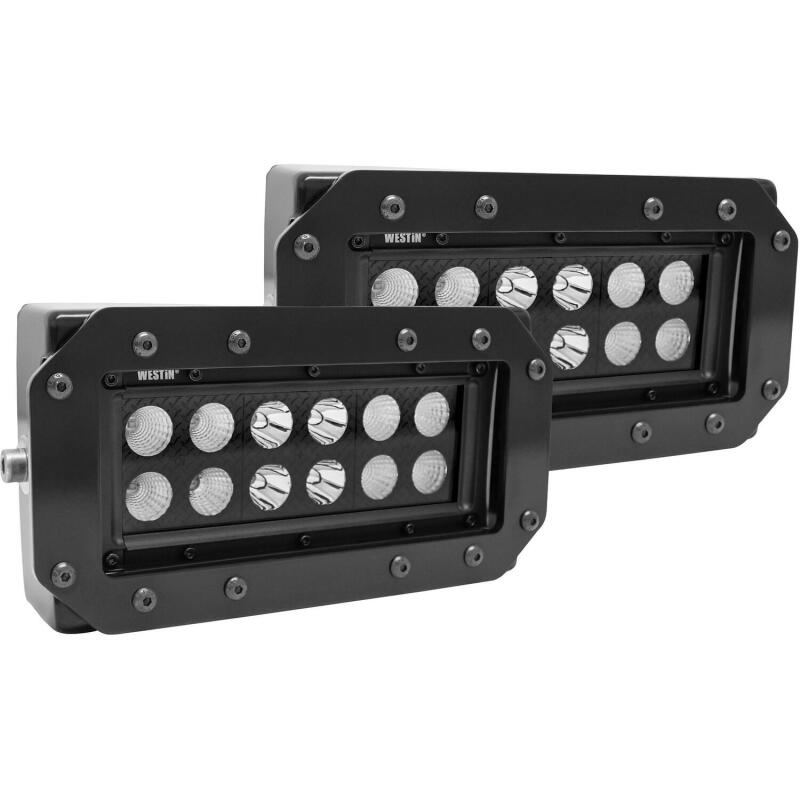 Westin HDX Flush Mount B-FORCE LED Light Kit (Set of 2) w/wiring harness - Black Light Bars & Cubes Westin