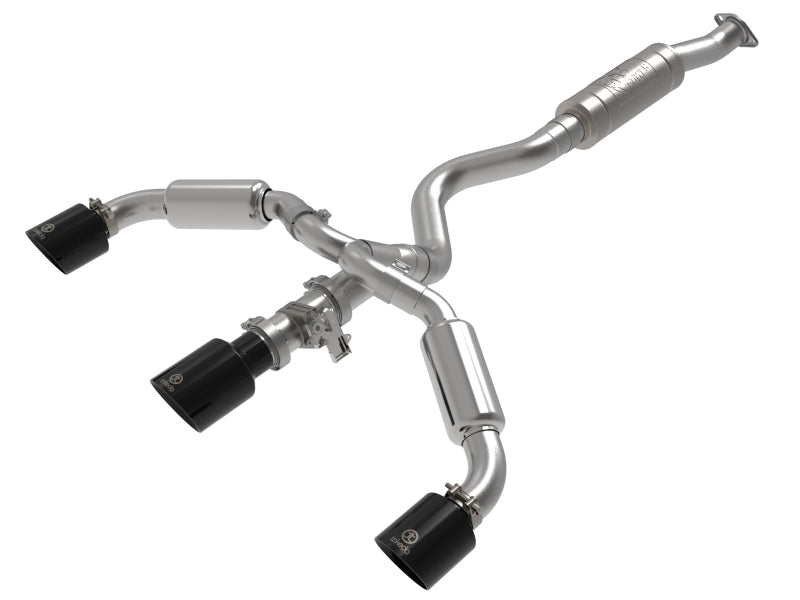 aFe 23-24 Toyota GR Corolla L3 1.6L (t) Gemini XV 3in to 2-1/2in Cat Back Exhaust w/ Black Tips Catback aFe