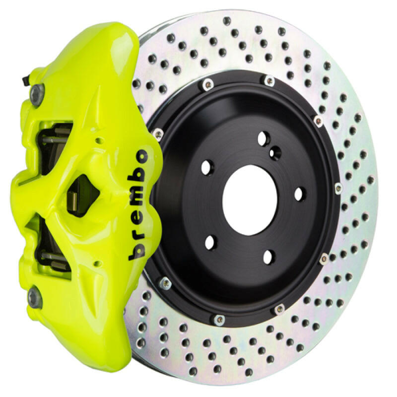 Brembo 15-18 M3 Excl CC Brake Fr GT BBK 6Pis Cast 365x34 2pc Rotor Drilled-Yellow Brake Kits - Performance Slot Brembo