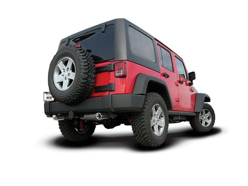 Borla 12-14 Jeep Wrangler JK 2Dr & 4Dr Rear Section ATAK Single Sqaure Rolled Angle-Cut Exit Exhaust Catback Borla