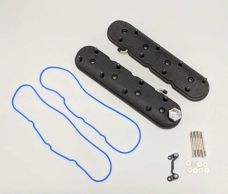 Granatelli 96-22 GM LS Standard Height Valve Cover w/Angled Coil Mount - Blk Wrinkle (Pair) Valve Covers Granatelli Motor Sports