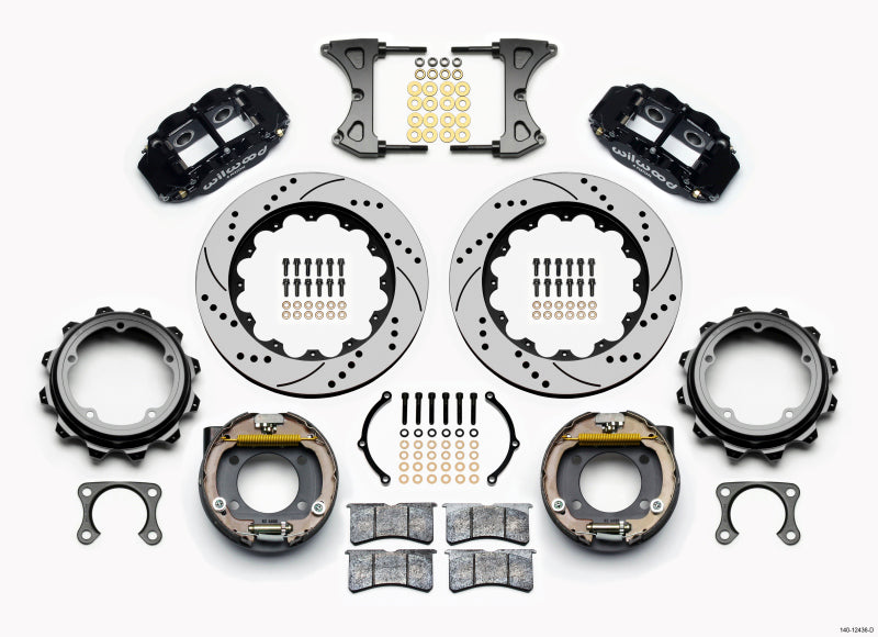 Wilwood Narrow Superlite 4R Rear P-Brk Kit 14.00in Drilled Strange Eng Floater 3.49in Offset Big Brake Kits Wilwood