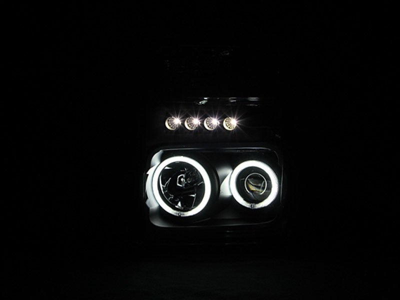 ANZO 2008-2010 Ford F-250 Projector Headlights w/ Halo Black (CCFL) Headlights ANZO