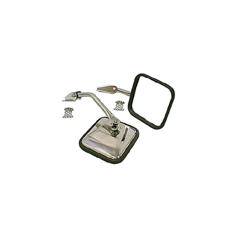 Rugged Ridge 55-86 Jeep CJ Stainless Steel Side Mirror Kit Exterior Trim Rugged Ridge