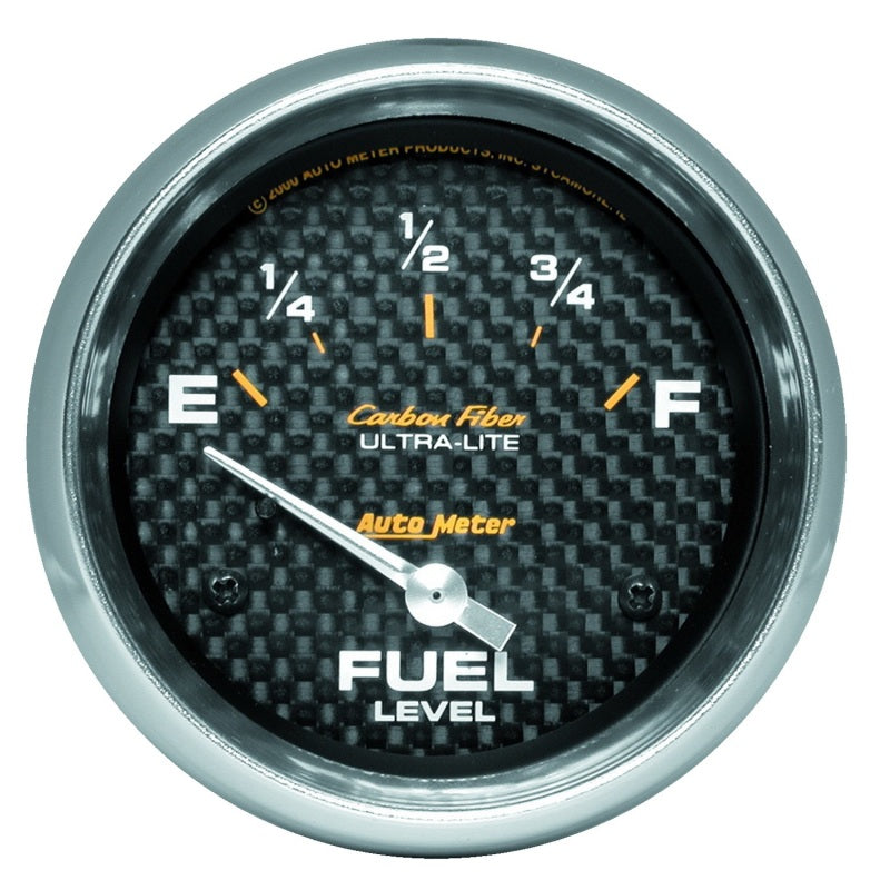 AutoMeter Gauge Fuel Level 2-5/8in. 240 Ohm(e) to 33 Ohm(f) Elec Carbon Fiber Gauges AutoMeter