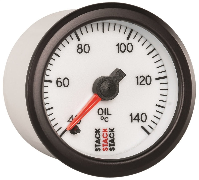 Autometer Stack 52mm 40-140 Deg C 1/8in NPTF Male Pro Stepper Motor Oil Temp Gauge - White Gauges AutoMeter