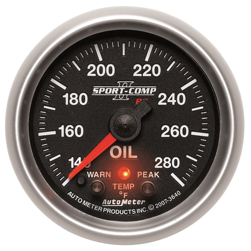 Autometer Sport-Comp II 52.4mm 140-280 Deg F Oil Temperature Peak & Warn w/ Electronic Control Gauge Gauges AutoMeter