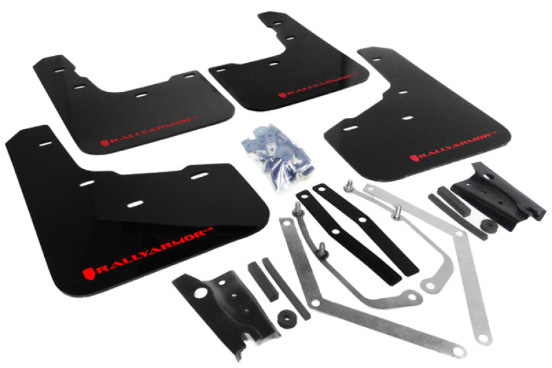 Rally Armor 13-19 Ford Fiesta ST Black UR Mud Flap w/Red Logo Mud Flaps Rally Armor