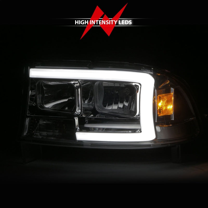 ANZO 97-04 Dodge Dakota/Durango Crystal headlight Set w/ Light Bar Chrome Housing Headlights ANZO