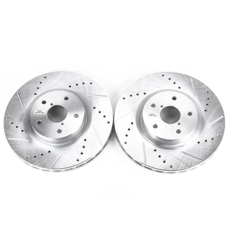 Power Stop 05-14 Subaru Impreza Front Evolution Drilled & Slotted Rotors - Pair Brake Rotors - Slot & Drilled PowerStop