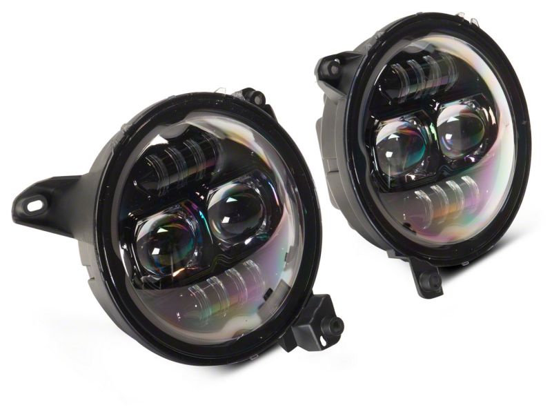 Raxiom 18-23 Jeep Wrangler JL Axial Series 9-In Angel Eye LED Headlights- Blk Housing (Clear Lens) Headlights Raxiom