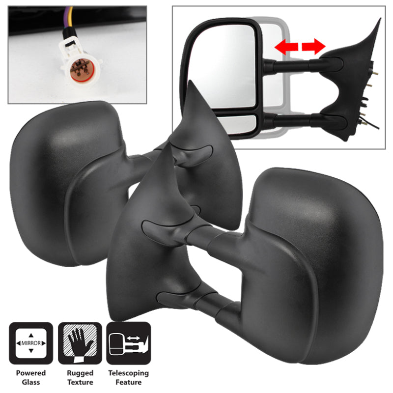 xTune Ford Superduty 02-07 L&R Manual Extendable Power Adjust Mirror MIR-FDSD99S-PW-SET Side Mirrors SPYDER