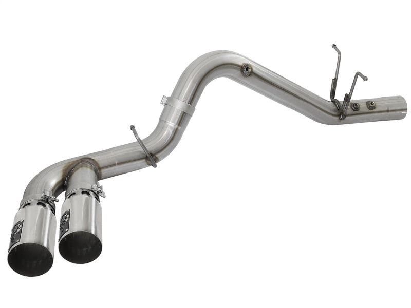 aFe Victory Series 4in 409-SS DPF-Back Exhaust w/ Dual Polished Tips 2017 GM Duramax V8-6.6L(td) L5P DPF Back aFe