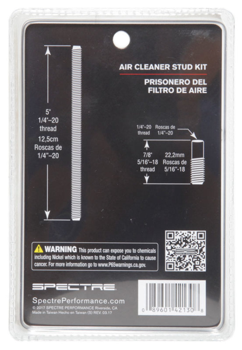Spectre Air Cleaner Stud Kit - Unfinished Air Intake Components Spectre