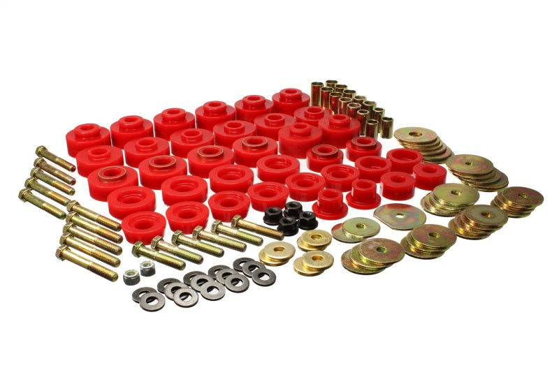 Energy Suspension 65-67 Chevrolet Biscayne/Bel Air/Caprice/Impala Body Mount Set w/ Hardware - Red Bushing Kits Energy Suspension