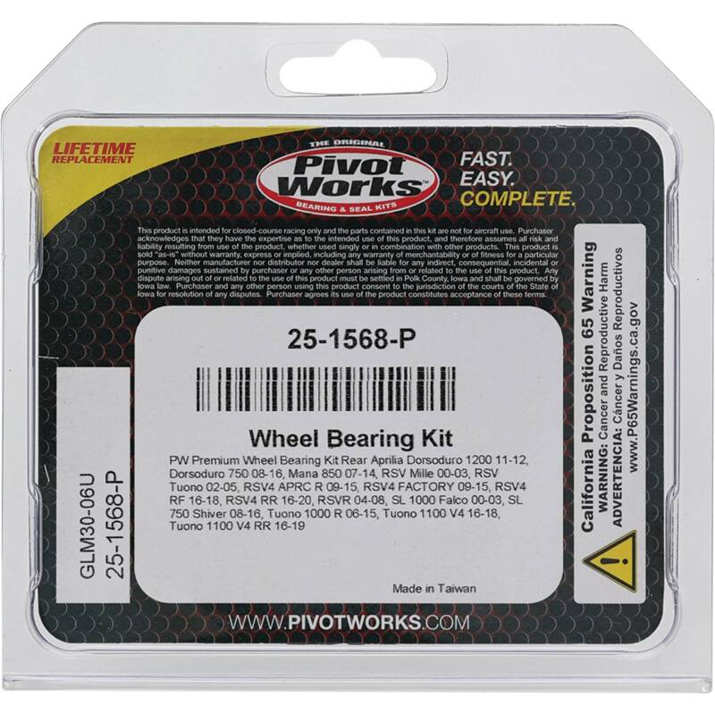 Pivot Works Aprilia Wheel Bearing Kit Premium Bearings Control Arms Pivot Works