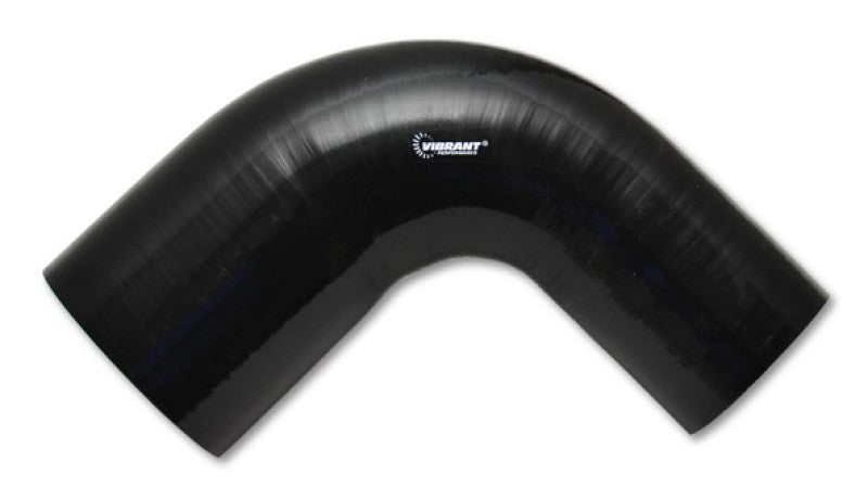 Vibrant 3in ID x 3.5in ID x 4in Long Gloss Black Silicone 90 Degree Transition Elbow Silicone Couplers & Hoses Vibrant