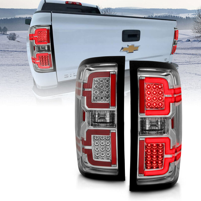 ANZO 2014-2018 Chevy Silverado 1500 LED Taillights Chrome Tail Lights ANZO