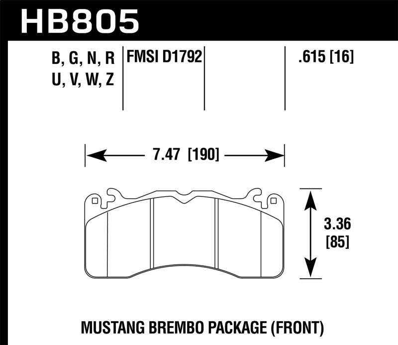 Hawk 15-17 Ford Mustang Brembo Package HP Plus Front Brake Pads Brake Pads - Performance Hawk Performance