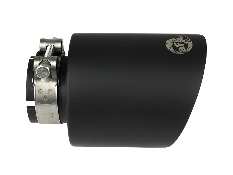 aFe Takeda 304 SS Clamp-On Exhaust Tip 2.5in. Inlet / 4.5in. Outlet / 7in. L - Black Tips aFe