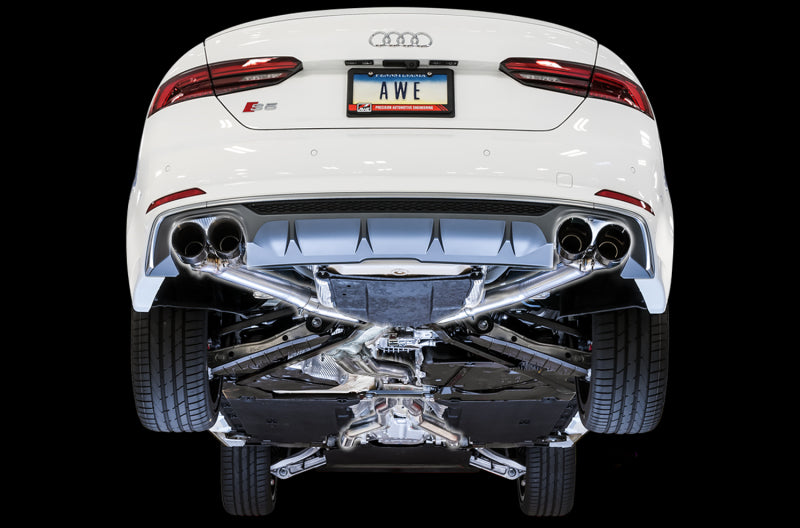AWE Tuning Audi B9 S5 Sportback Track Edition Exhaust - Non-Resonated (Black 102mm Tips) Catback AWE Tuning