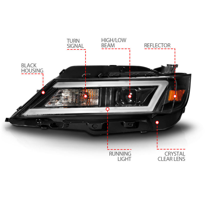 ANZO 14-20 Chevrolet Impala Square Projector LED Bar Headlights w/ Black Housing Headlights ANZO