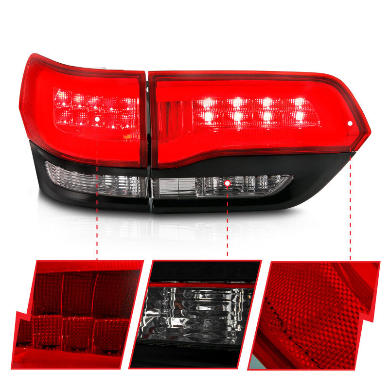 ANZO 2014-2016 Jeep Grand Cherokee LED Taillights Red/Clear Tail Lights ANZO