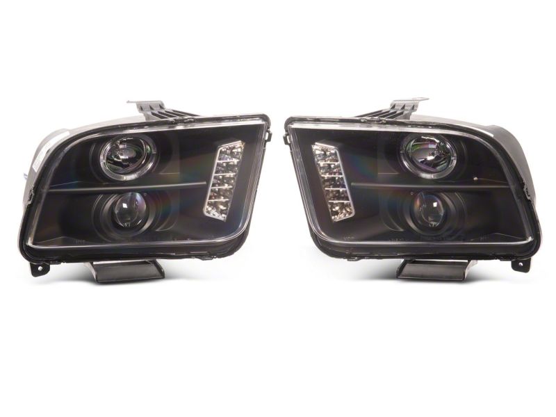 Raxiom 05-09 Ford Mustang Excluding GT500 LED Halo Projector Headlights- Black Housing (Clear Lens) Headlights Raxiom