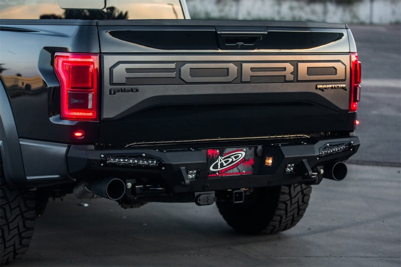 Addictive Desert Designs 17-18 Ford F-150 Raptor HoneyBadger Rear Bumper w/ 10in SR LED Mounts Bumpers - Steel Addictive Desert Designs