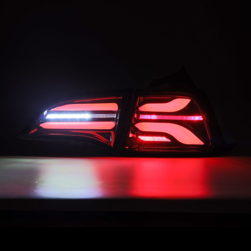 AlphaRex 17-22 Tesla Model 3 PRO-Series LED Tail Lights Jet Black w/Seq Sig Tail Lights AlphaRex
