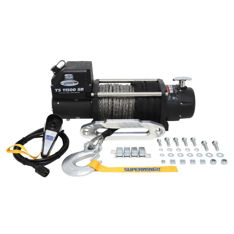 Superwinch 11500 LBS 12V DC 3/8in x 80ft Synthetic Rope Tiger Shark 11500 Winch Winches Superwinch