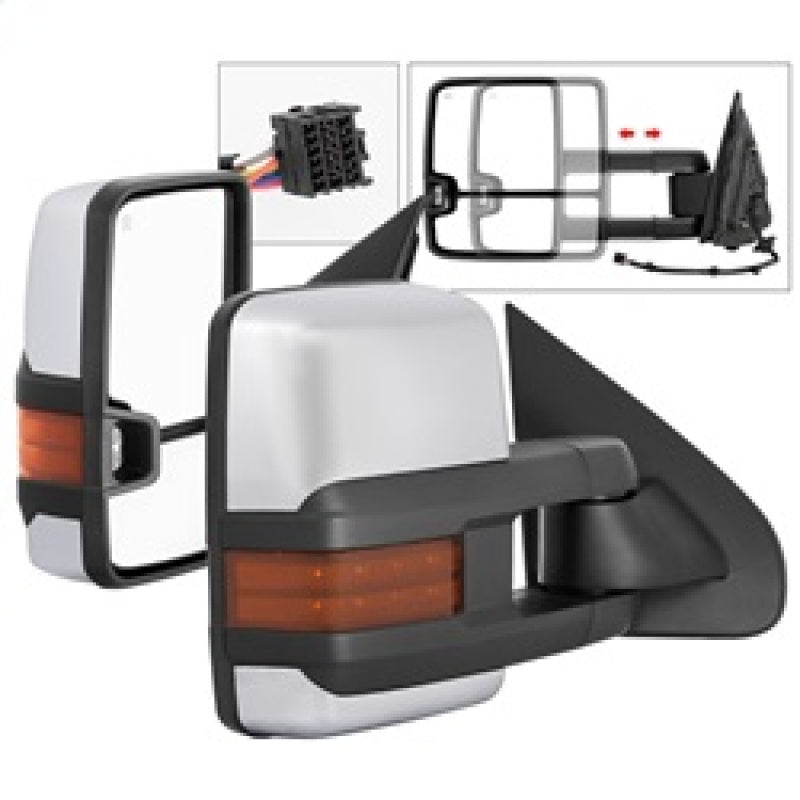 xTune Chevy Silverado 14-16 Heated Amber LED Signal Mirror Chrome MIR-CSIL14S-G3C-PWH-AM-SET Side Mirrors SPYDER