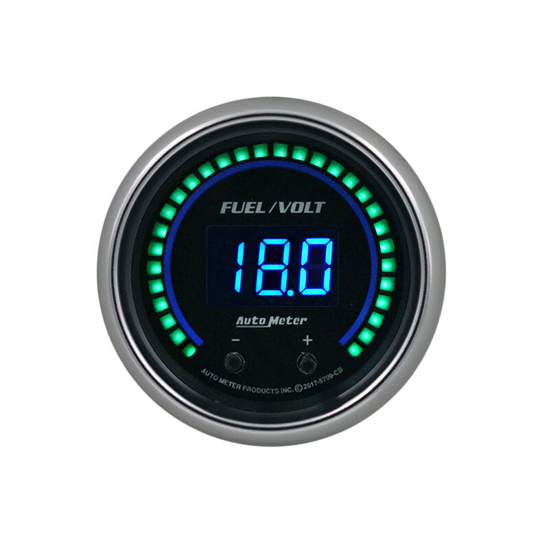 Autometer 52.4mm Black Switchable 0-100 Fuel Level / 8-18V Voltmeter Cobalt Elite Digital Gauge Gauges AutoMeter