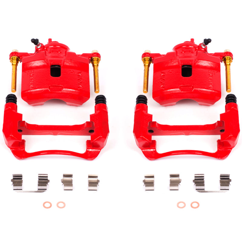 Power Stop 92-96 Honda Prelude Front Red Calipers w/Brackets - Pair Brake Calipers - Perf PowerStop