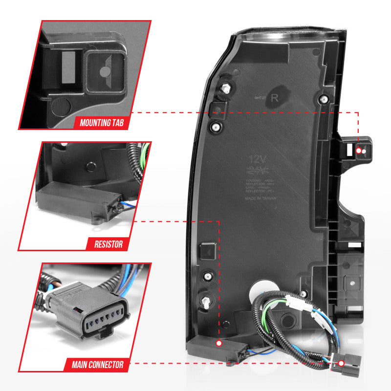 ANZO 2015-2020 Chevrolet Tahoe LED Tail Lights w/ Light Bar Black Housing Smoke Lens Tail Lights ANZO