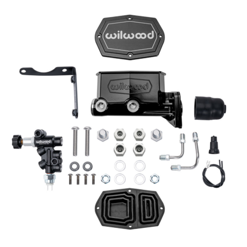 Wilwood Mopar Compact Tandem Master Cylinder Kit w/ Combination Valve 1in Bore - Black Brake Master Cylinder Wilwood