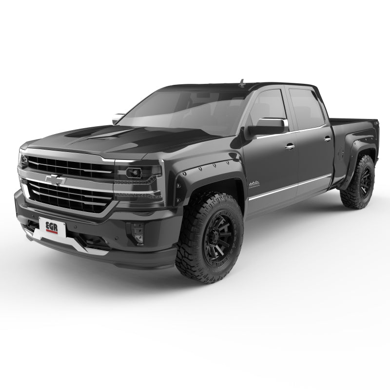EGR 14+ Chev Silverado 6-8ft Bed Bolt-On Look Color Match Fender Flares - Set - Black Fender Flares EGR