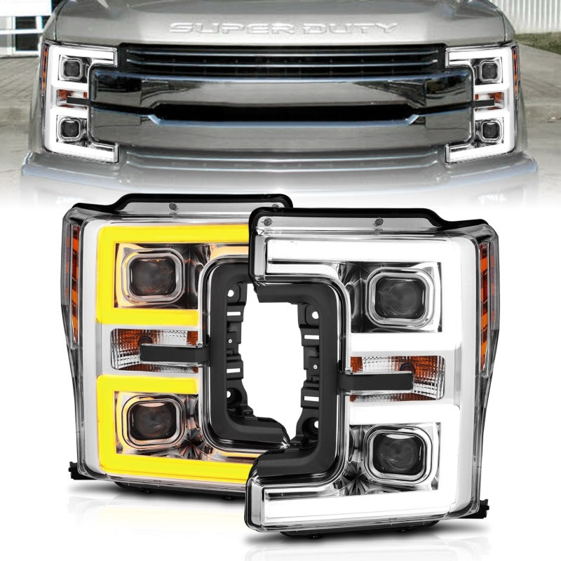 ANZO LED Headlights 17-18 Ford F-250 Super Duty Plank-Style L.E.D. Headlight Chrome (Pair) Headlights ANZO
