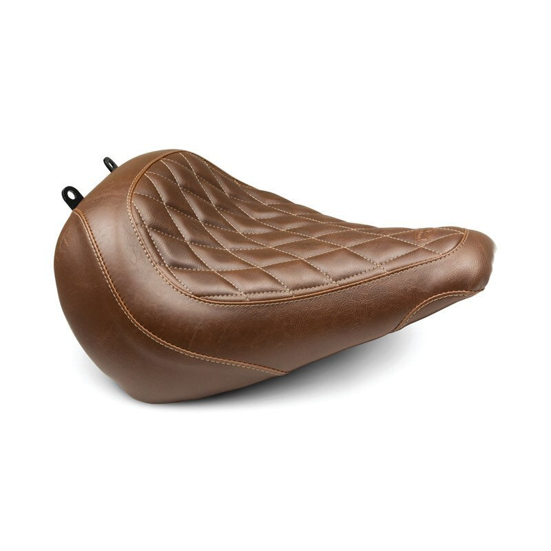 Mustang 18-21 Harley Fat Boy Wide Tripper Solo Seat Diamond Stitch - Brown Solo Motorcycle Seats Mustang Motorcycle