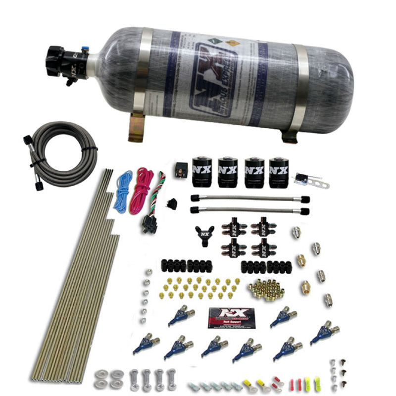 Nitrous Express 8 Cyl Piranha Direct Port 4 Solenoids Nitrous Kit (200-500HP) w/12lb Bottle Nitrous Systems Nitrous Express